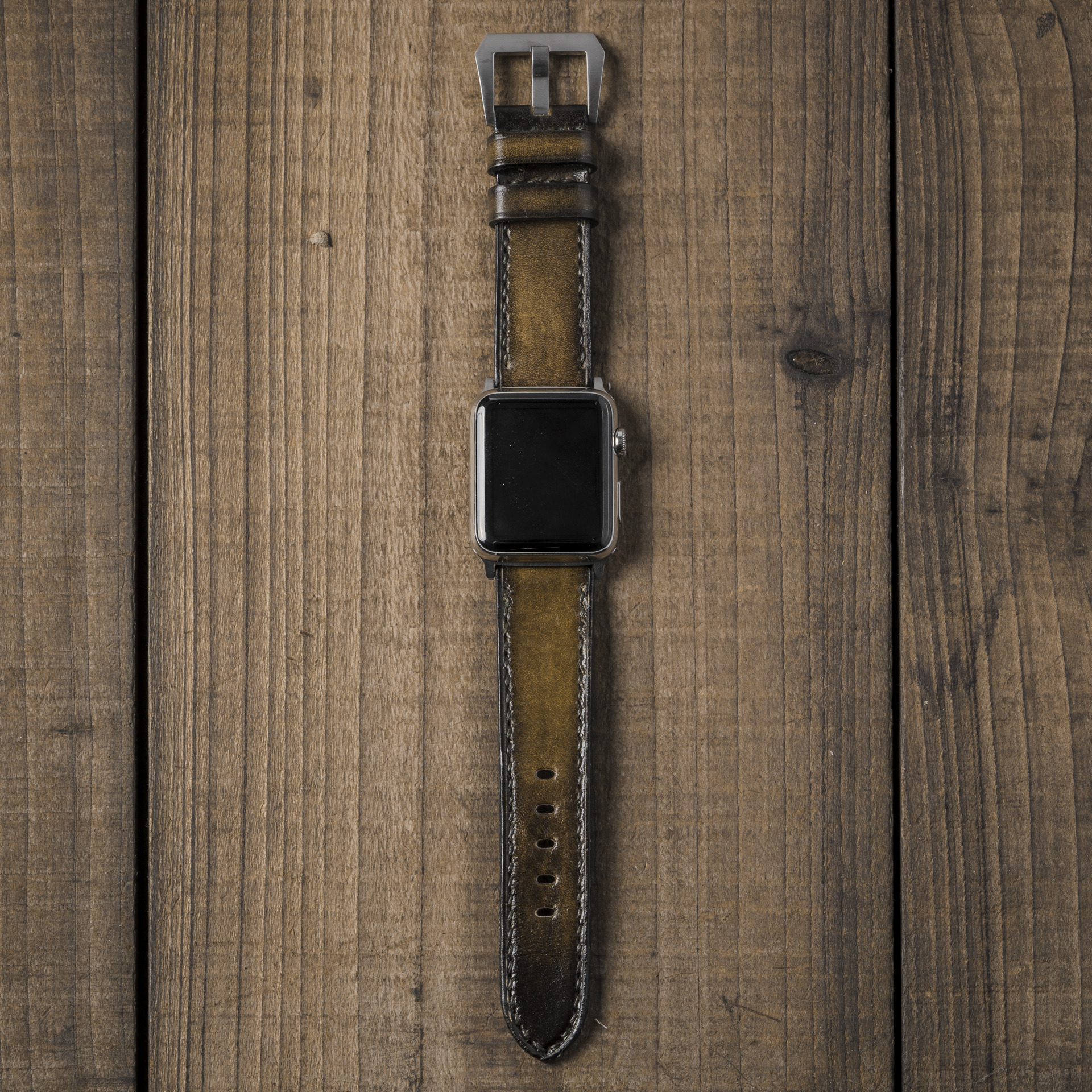 ARTIST 001 LEATHER WATCH STRAP, Swamp Green (for Apple Watch)