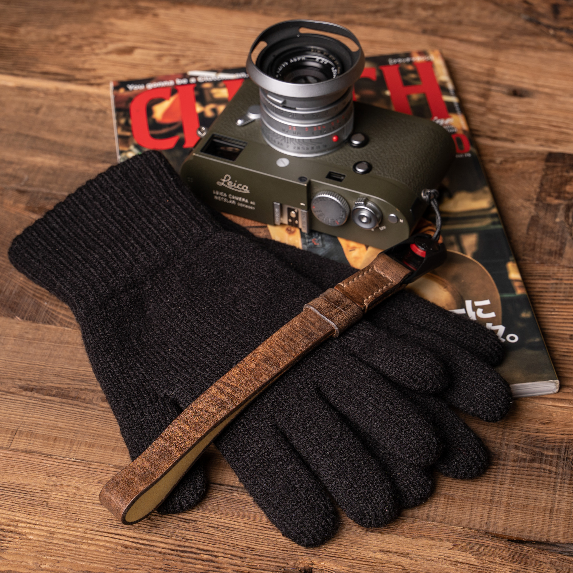 Hand Aged Leather Camera Wrist Strap 000 (Peak Design Anchor Link)