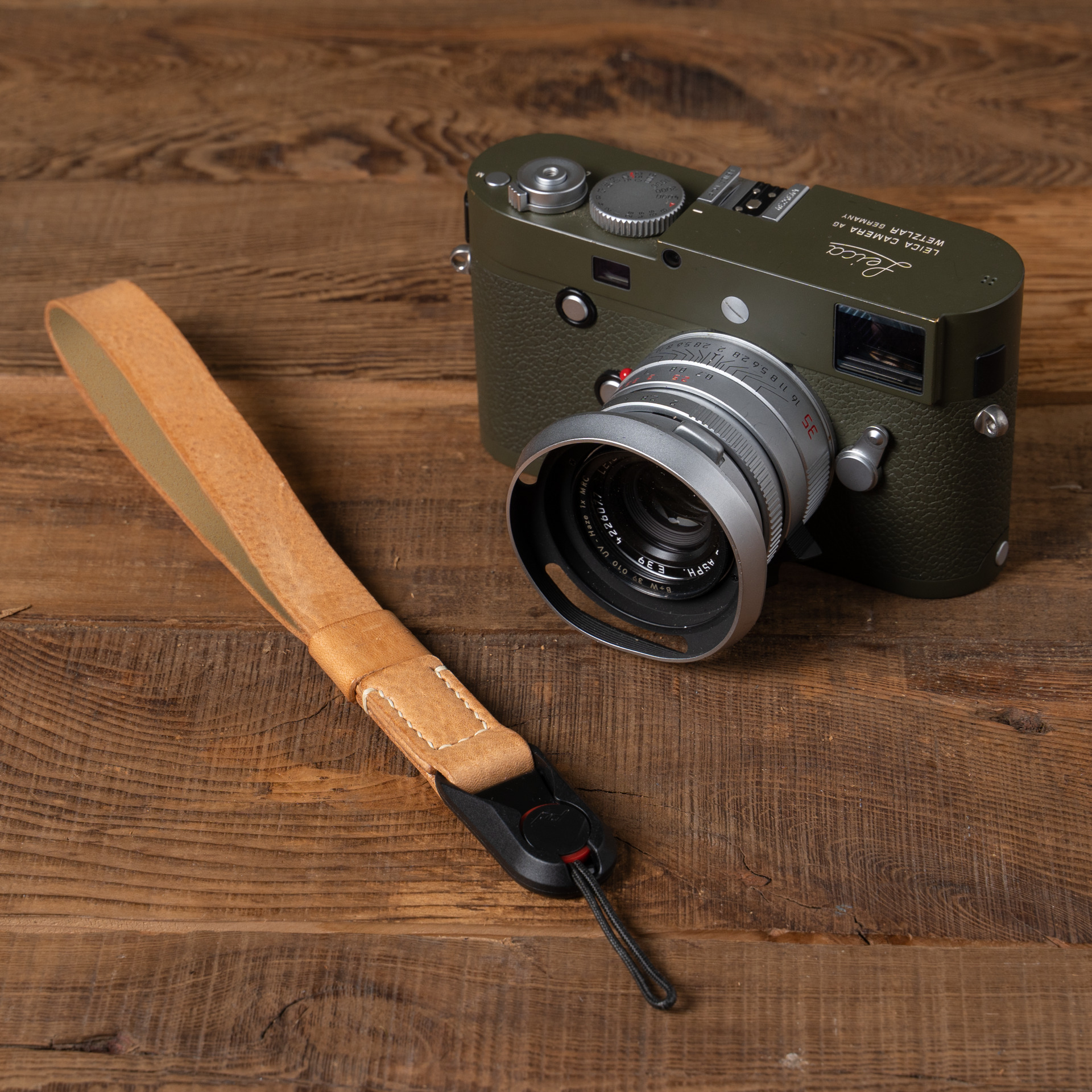 Full Leather Camera Wrist Strap 007 (Peak Design Anchor Link)