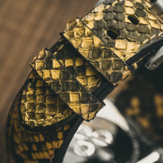 "CAMOUFLAGE" PYTHON SCALE LEATHER STRAP, BRIGHT YELLOW