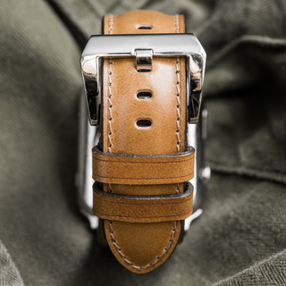 "SHELL CORDOVAN" HANDMADE LEATHER STRAP, WHISKY