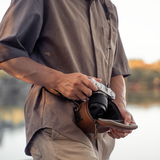 Full Leather Portable Camera Pouch ML